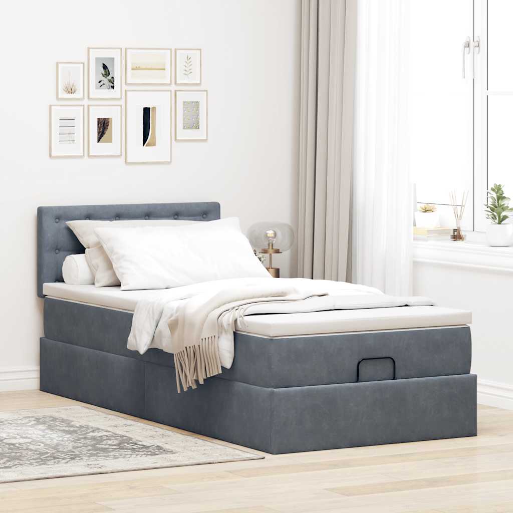 Struttura Letto Pouf con Materasso 90x200 cm in Velluto