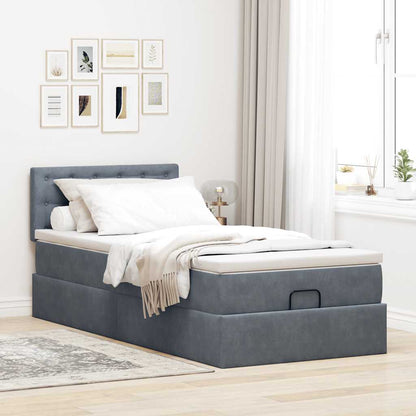 Struttura Letto Pouf con Materasso 90x200 cm in Velluto