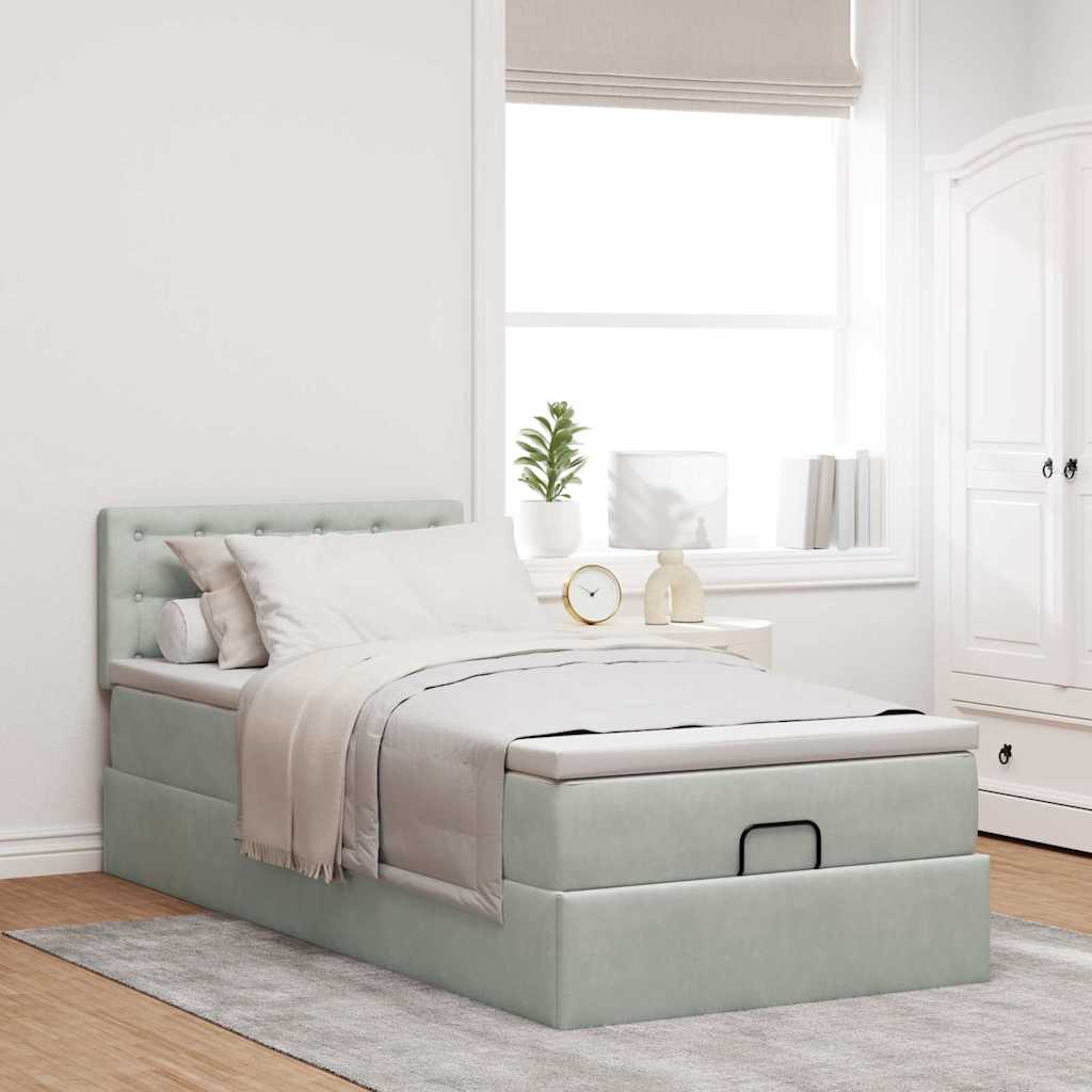 Struttura Letto Pouf con Materasso 100x200 cm Velluto