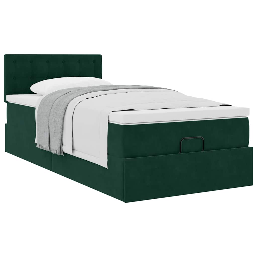 Struttura Letto Pouf con Materasso 100x200 cm Velluto
