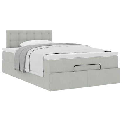 Pouf Letto con Materasso Grigio Chiaro 120x190 cm in Velluto
