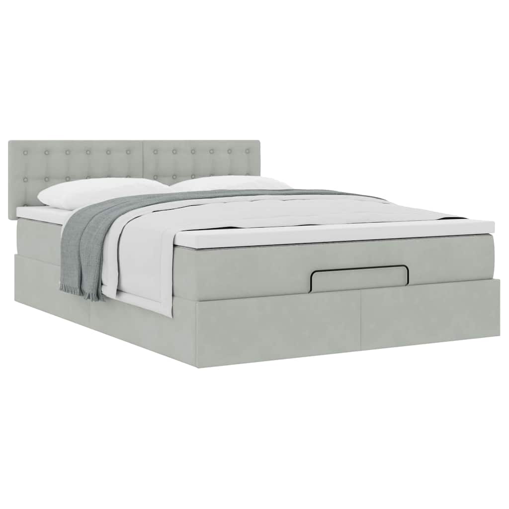 Struttura Letto Pouf con Materasso 140x190 cm Velluto