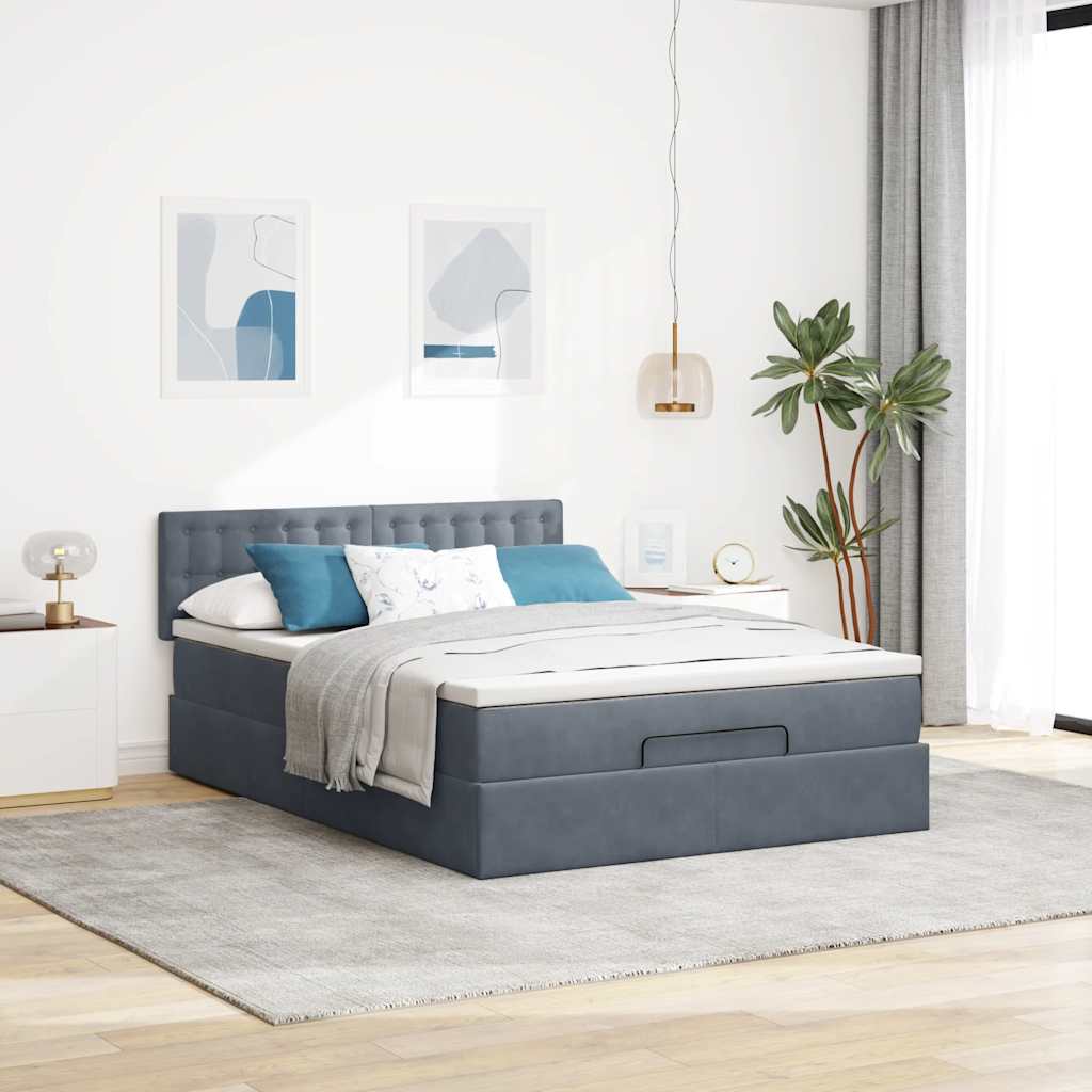 Struttura Letto Pouf con Materasso 140x200 cm in Velluto