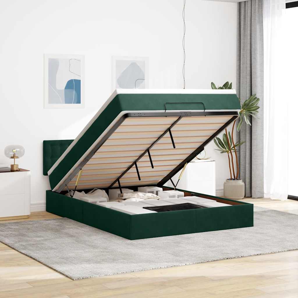 Struttura Letto Pouf con Materasso 140x200 cm in Velluto