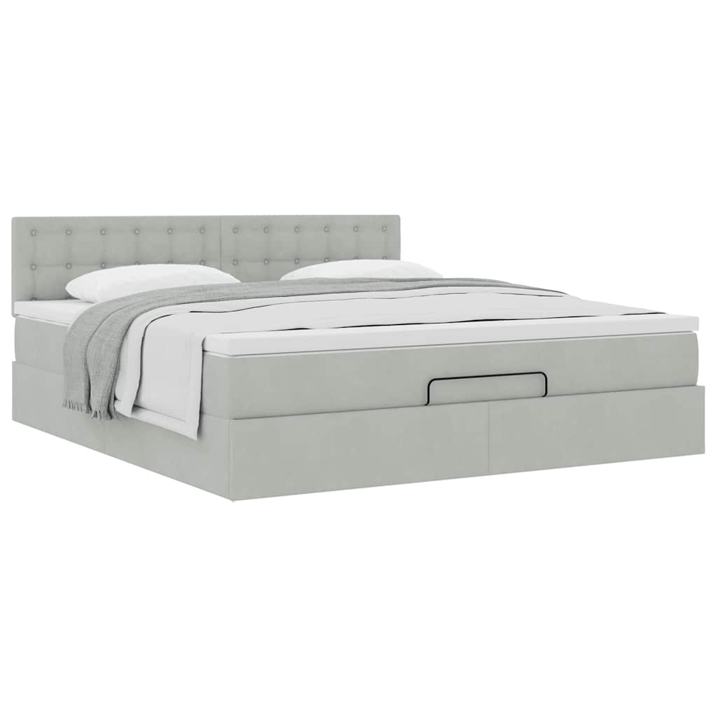 Struttura Letto Pouf con Materasso 160x200 cm in Velluto