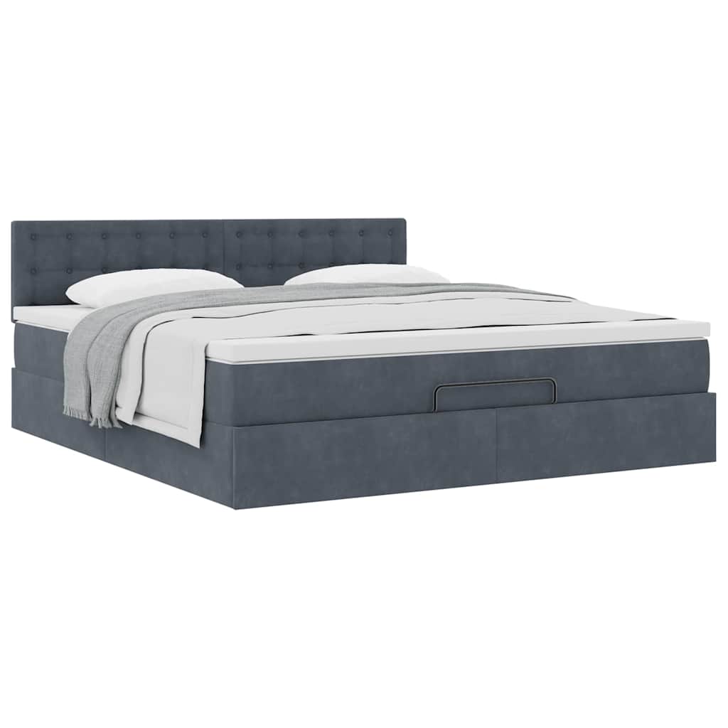 Struttura Letto Pouf con Materasso 160x200 cm in Velluto