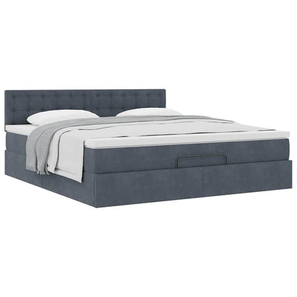 Struttura Letto Pouf con Materasso 160x200 cm in Velluto