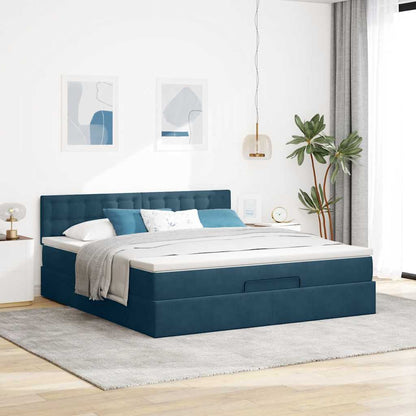 Struttura Letto Pouf con Materasso 160x200 cm in Velluto