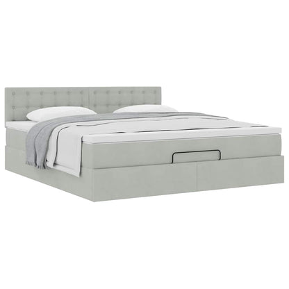 Struttura Letto Pouf con Materasso 180x200 cm in Velluto