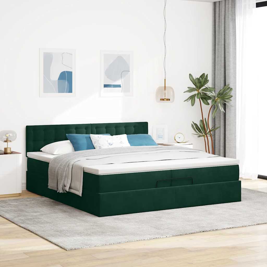Struttura Letto Pouf con Materasso 200x200 cm in Velluto