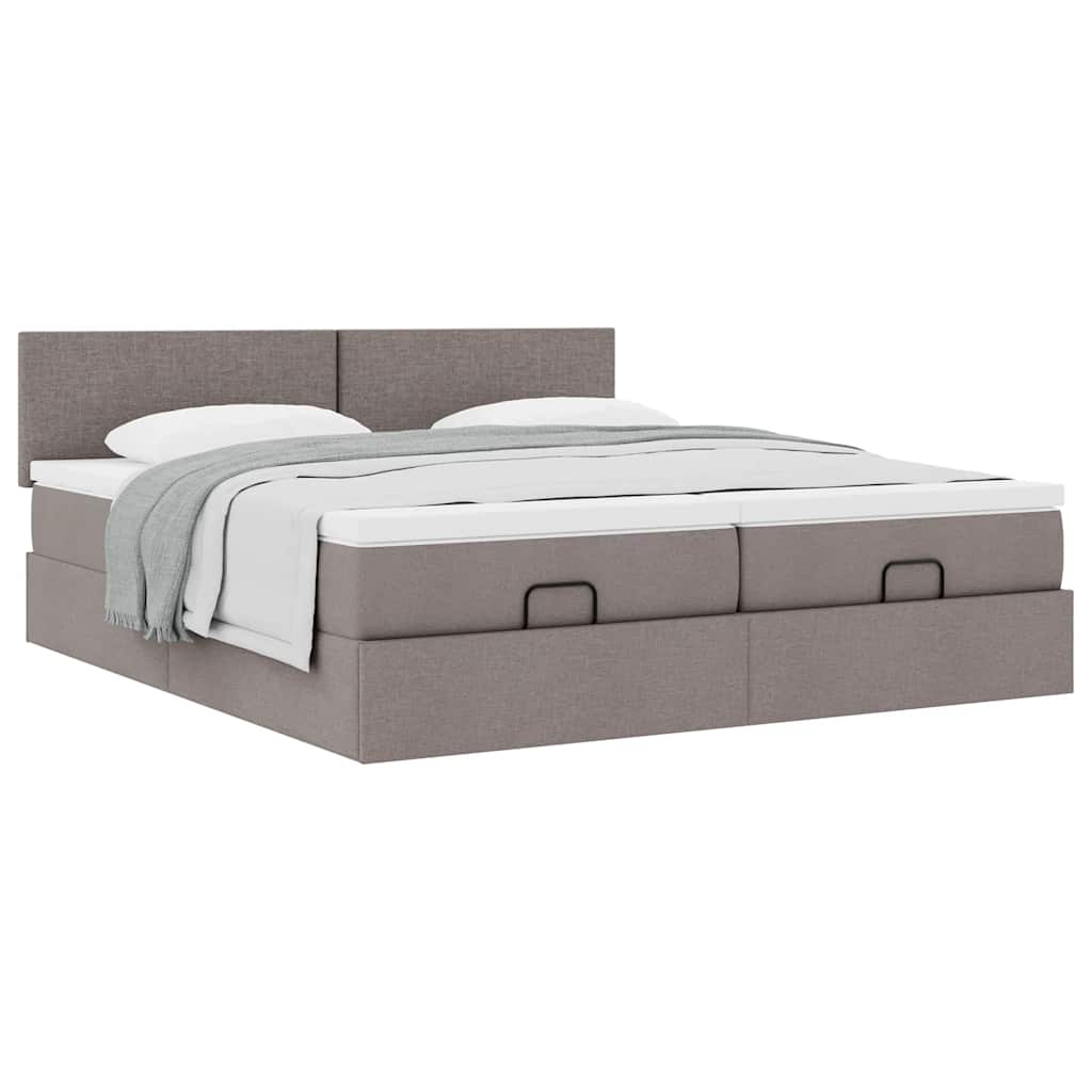 Struttura Letto Pouf con Materassi Tortora 160x200cm in Tessuto
