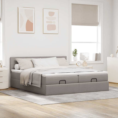 Struttura Letto Pouf con Materassi Tortora 160x200cm in Tessuto