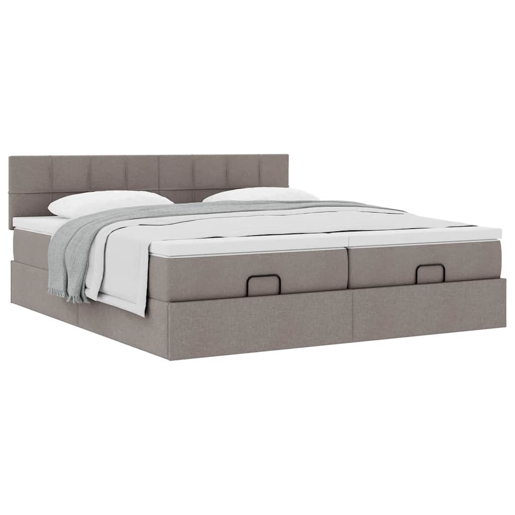 Struttura Letto Pouf con Materassi Tortora 160x200cm in Tessuto