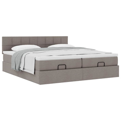 Struttura Letto Pouf con Materassi Tortora 160x200cm in Tessuto