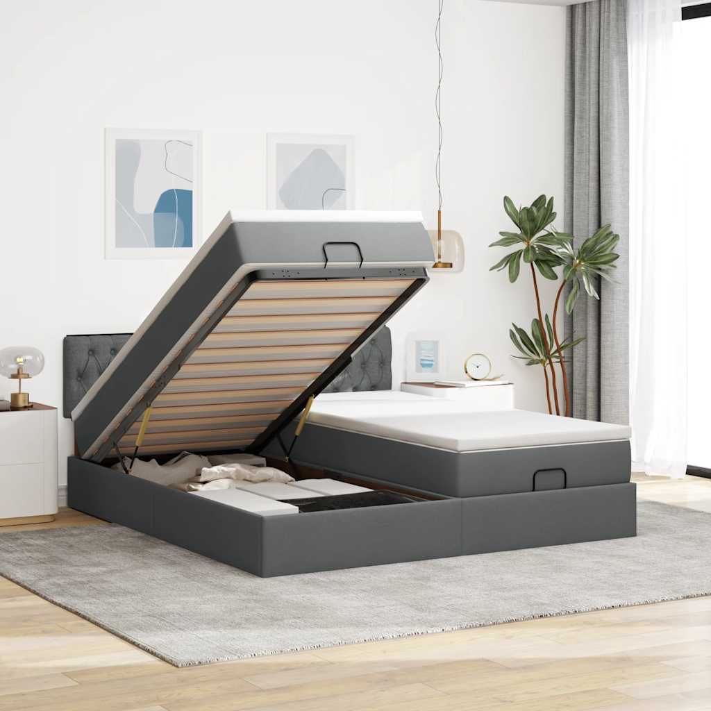 Struttura Letto Pouf con Materassi 160x200 cm in Tessuto