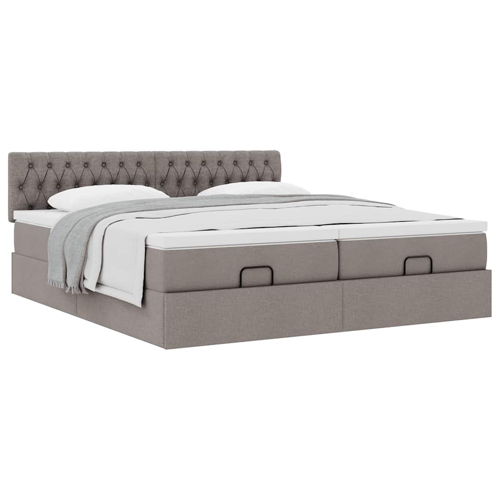 Struttura Letto Pouf con Materassi Tortora 160x200cm in Tessuto