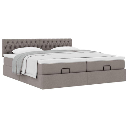 Struttura Letto Pouf con Materassi Tortora 160x200cm in Tessuto