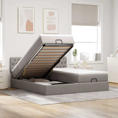 Struttura Letto Pouf con Materassi Tortora 160x200cm in Tessuto