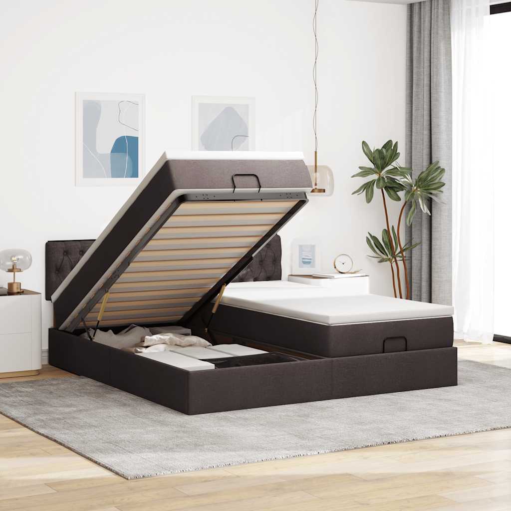 Struttura Letto Pouf con Materassi 180x200 cm in Tessuto