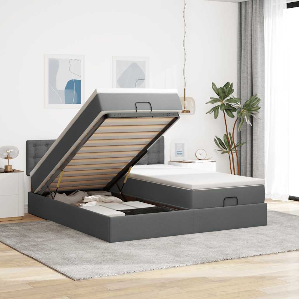 Struttura Letto Pouf con Materassi 160x200 cm in Tessuto