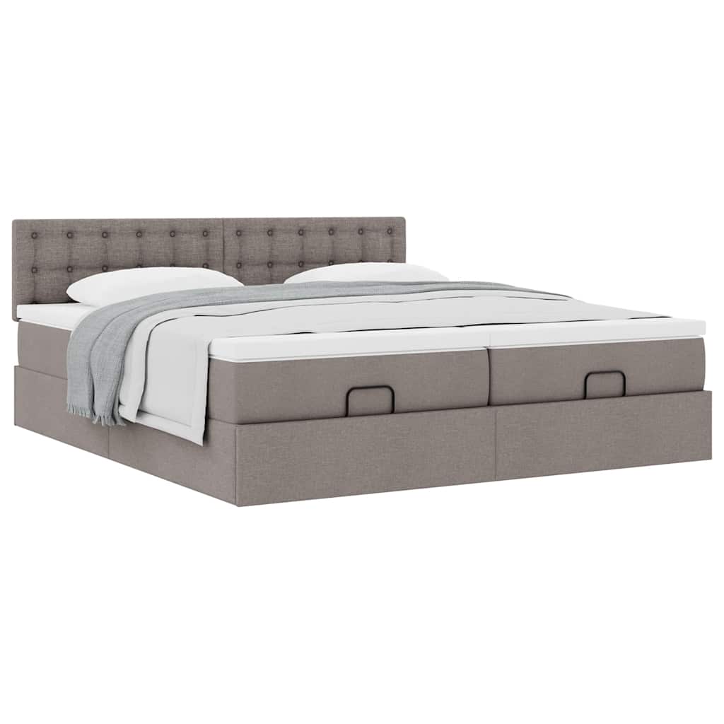 Struttura Letto Pouf con Materassi Tortora 160x200cm in Tessuto