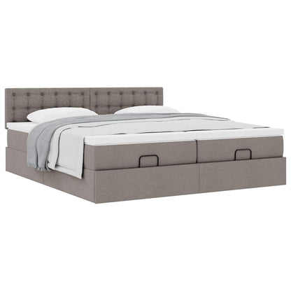 Struttura Letto Pouf con Materassi Tortora 160x200cm in Tessuto