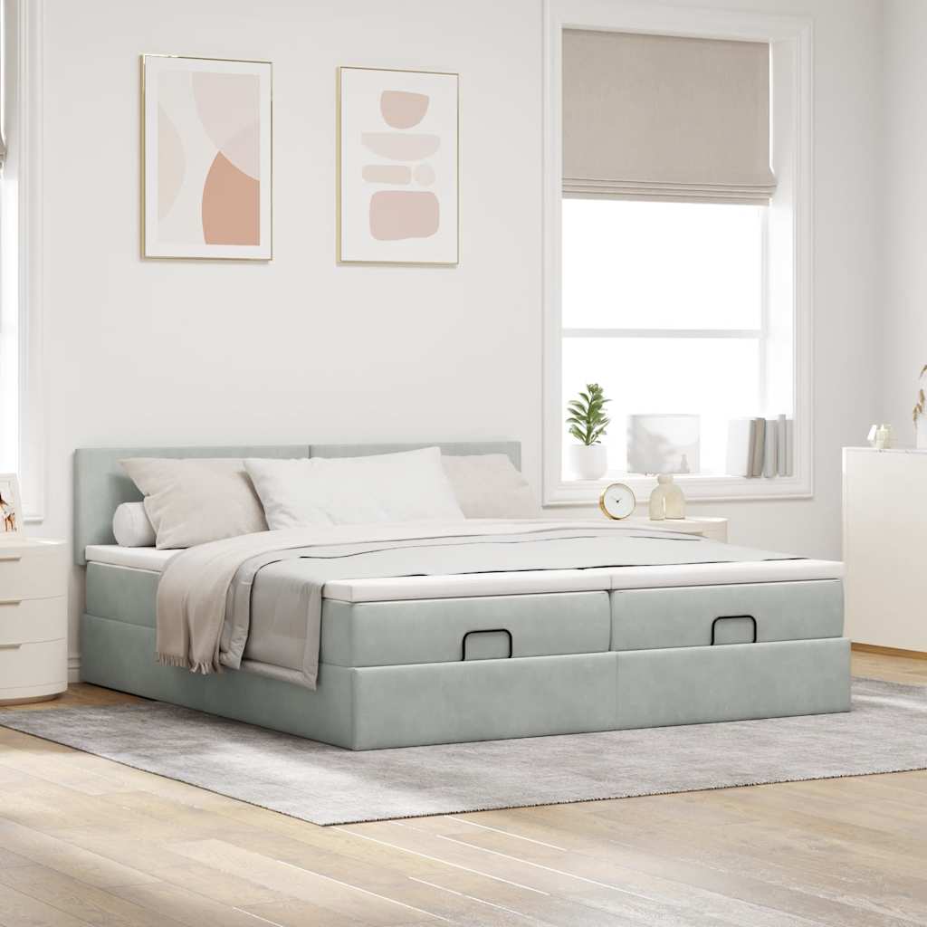 Struttura Letto Pouf con Materassi 160x200 cm in Velluto