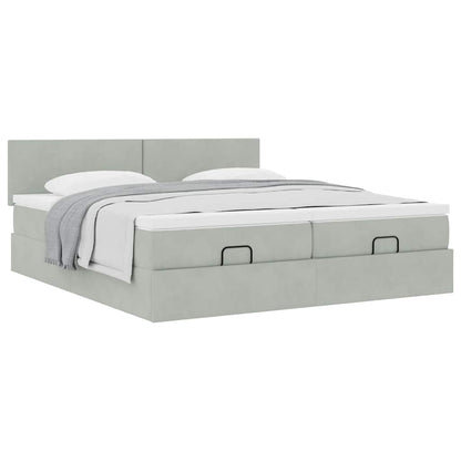 Struttura Letto Pouf con Materassi 160x200 cm in Velluto