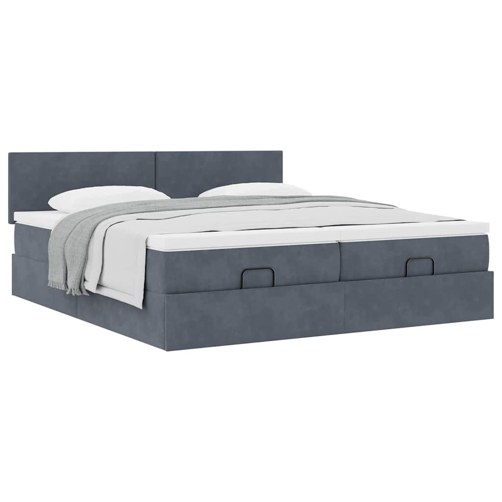 Struttura Letto Pouf con Materassi 160x200 cm in Velluto