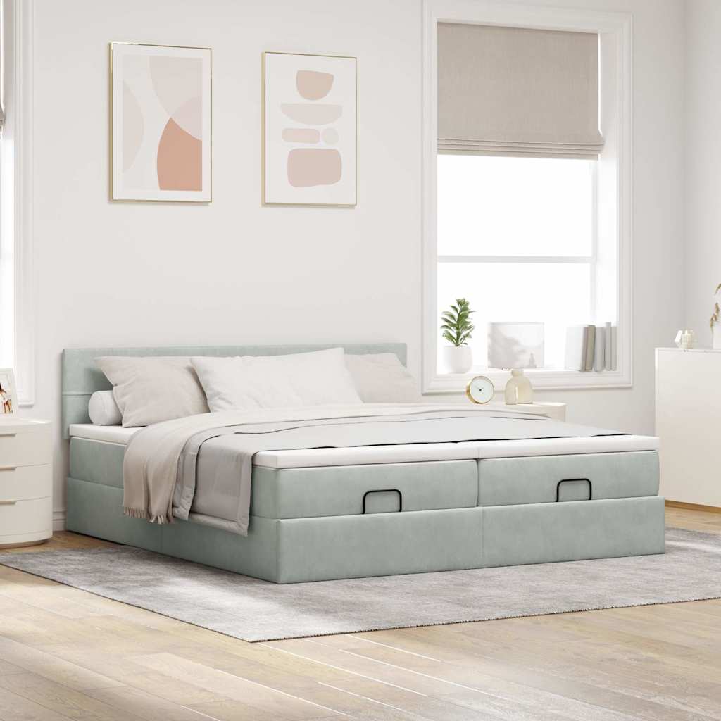 Struttura Letto Pouf con Materassi 160x200 cm in Velluto