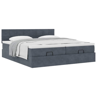 Struttura Letto Pouf con Materassi 160x200 cm in Velluto