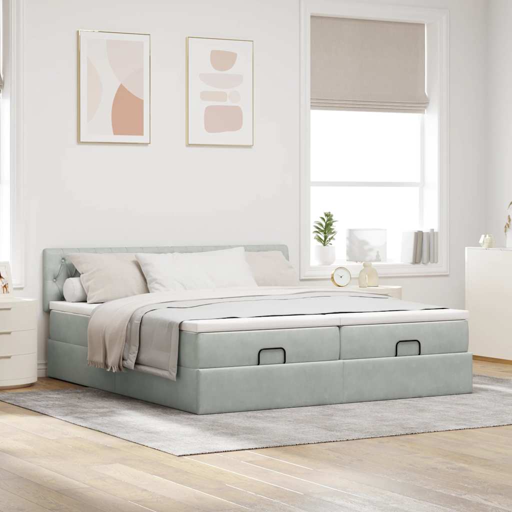 Struttura Letto Pouf con Materassi 160x200 cm in Velluto
