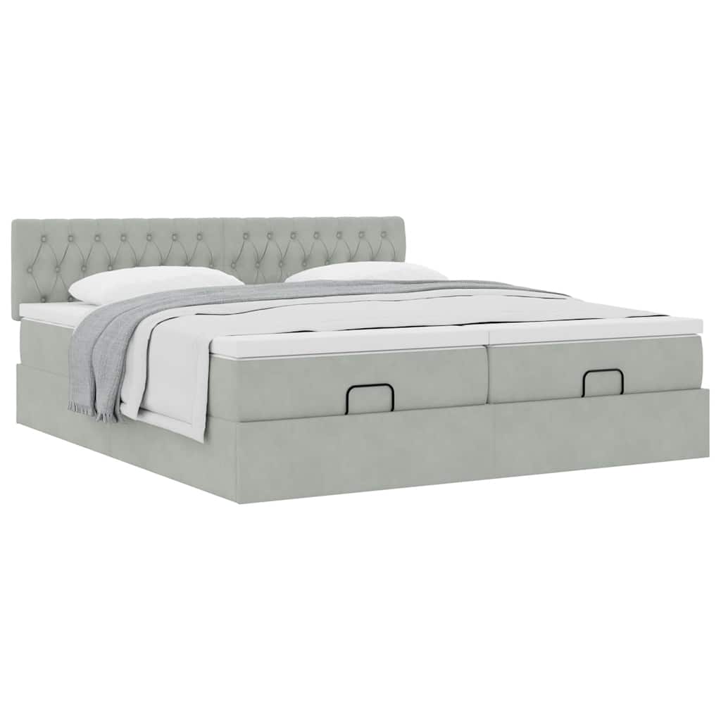 Struttura Letto Pouf con Materassi 160x200 cm in Velluto
