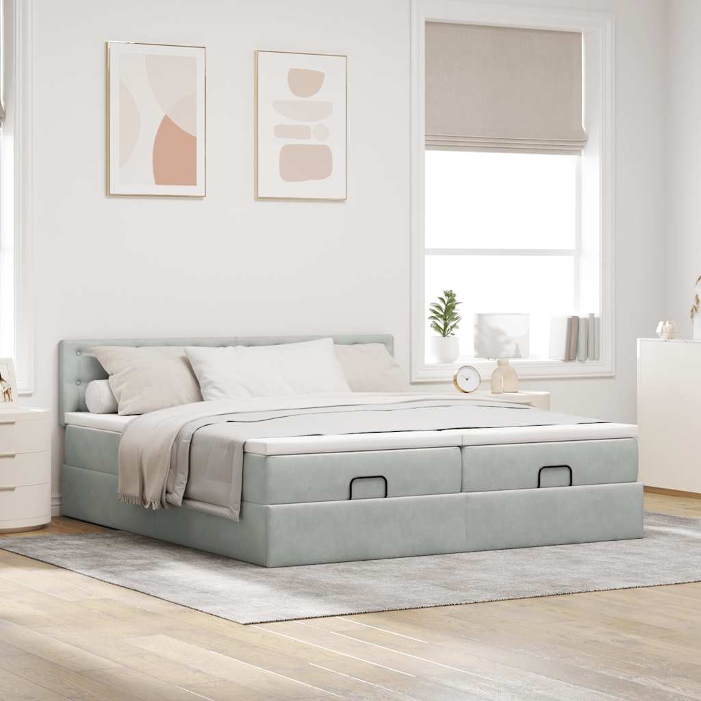 Struttura Letto Pouf con Materassi 160x200 cm in Velluto