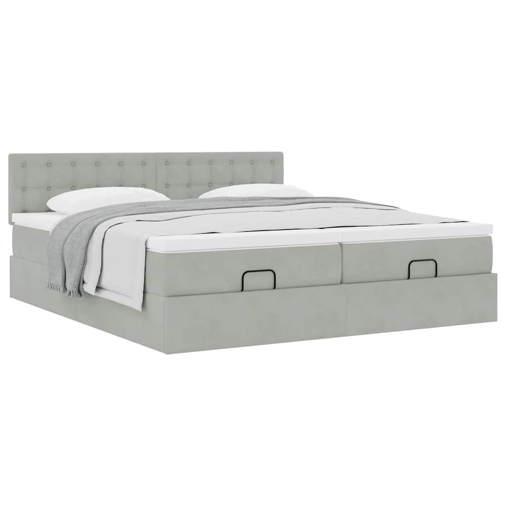 Struttura Letto Pouf con Materassi 160x200 cm in Velluto