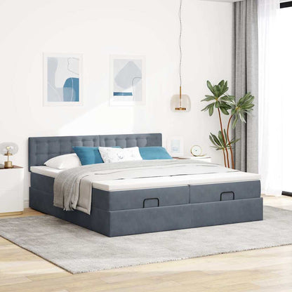Struttura Letto Pouf con Materassi 160x200 cm in Velluto