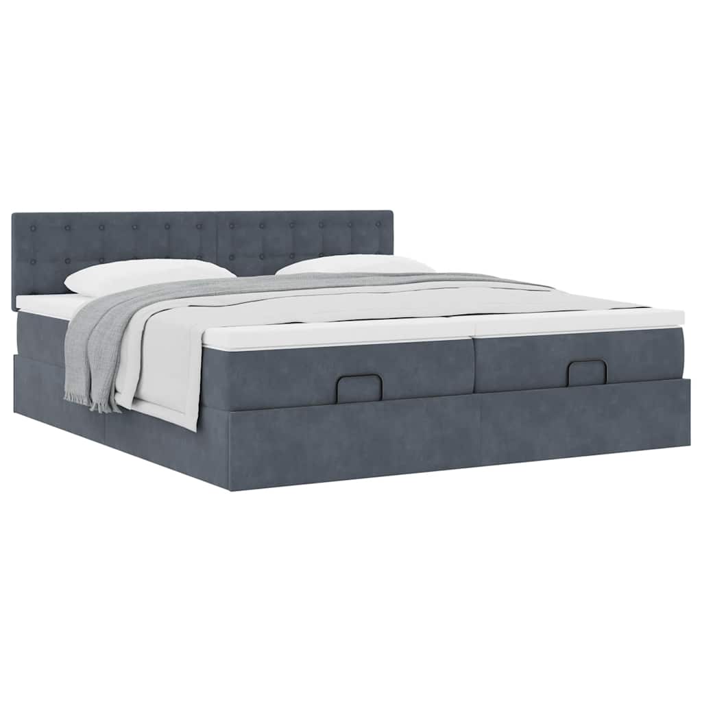 Struttura Letto Pouf con Materassi 160x200 cm in Velluto