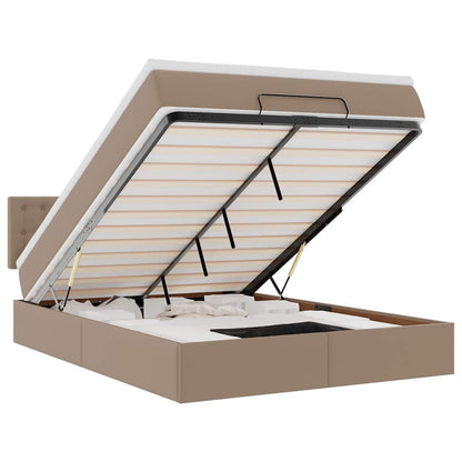 Pouf Letto con Materassi e LED Cappuccino 140x190cm Similpelle