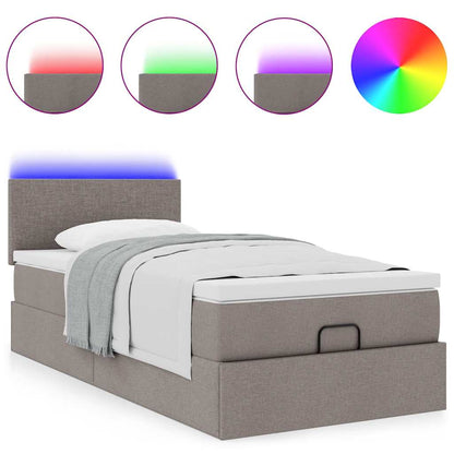 Struttura Letto Pouf con Materasso Tortora 80x200 cm in Tessuto