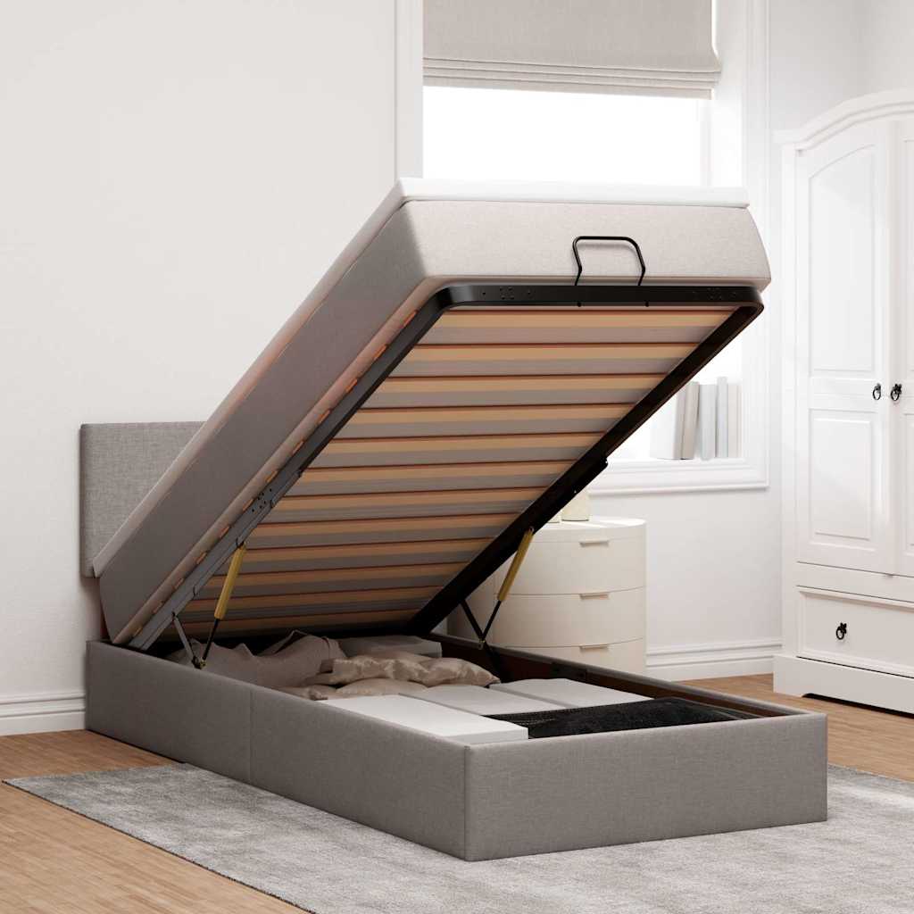 Pouf Letto con Materasso Tortora 100x200 cm in Tessuto