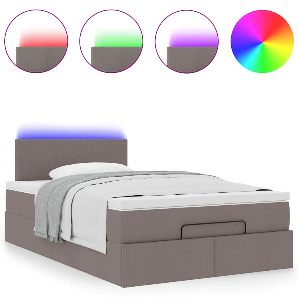 Struttura Letto Pouf con Materasso Tortora 120x200cm in Tessuto