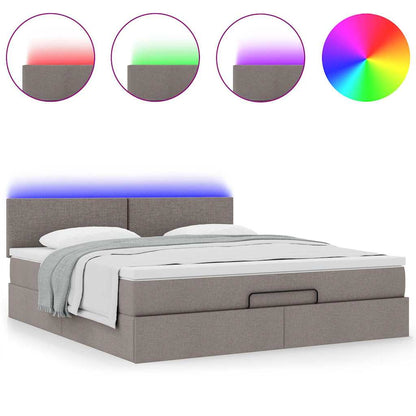 Struttura Letto Pouf con Materasso Tortora 160x200cm in Tessuto