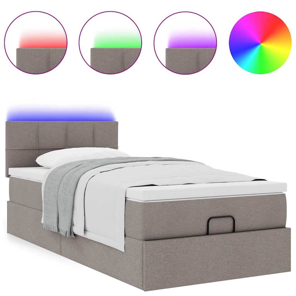 Struttura Letto Pouf con Materasso Tortora 80x200 cm in Tessuto