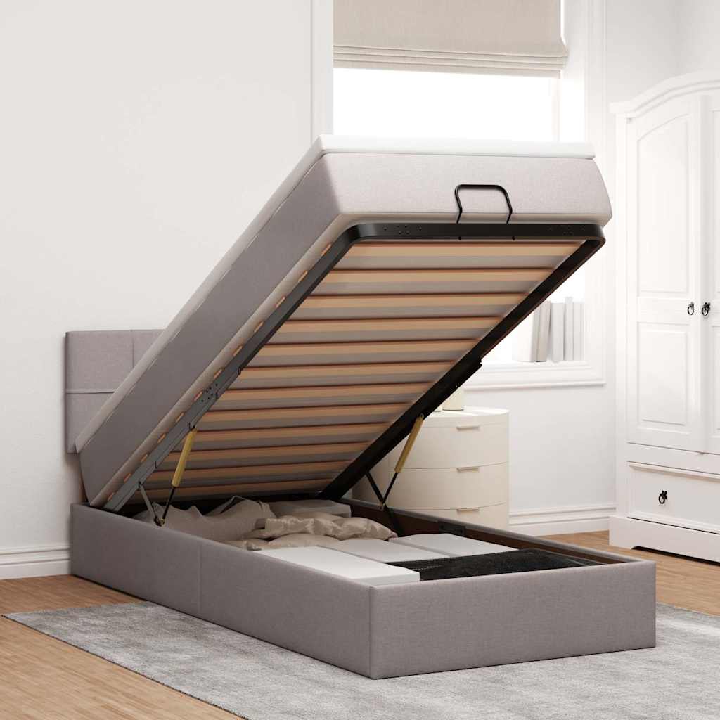 Pouf Letto con Materasso Tortora 100x200 cm in Tessuto