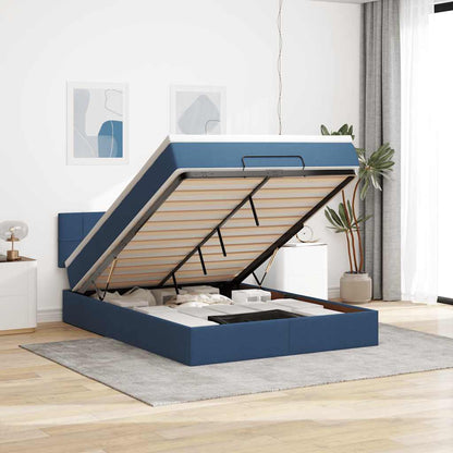 Pouf Letto con Materasso e LED Blu 140x190 cm