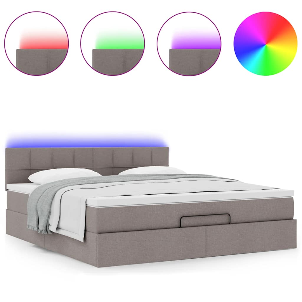 Struttura Letto Pouf con Materasso Tortora 160x200cm in Tessuto