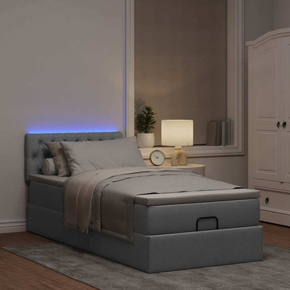 Pouf Letto con Materasso e LED Grigio Chiaro 80x200cm Tessuto