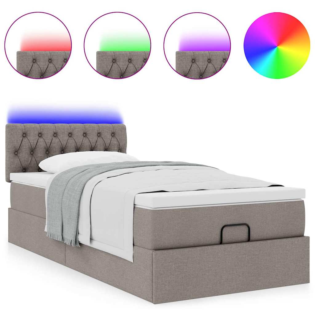 Struttura Letto Pouf con Materasso Tortora 80x200 cm in Tessuto