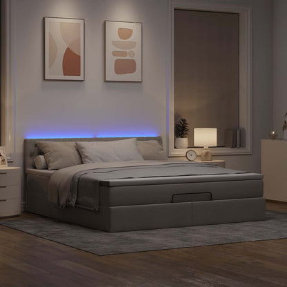 Struttura Letto Pouf con Materasso Tortora 160x200cm in Tessuto