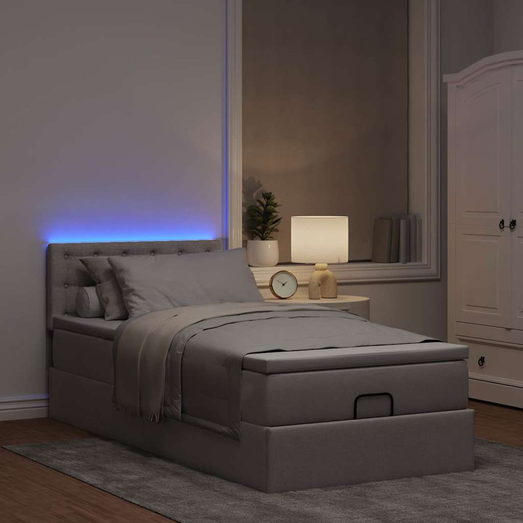 Struttura Letto Pouf con Materasso Tortora 80x200 cm in Tessuto